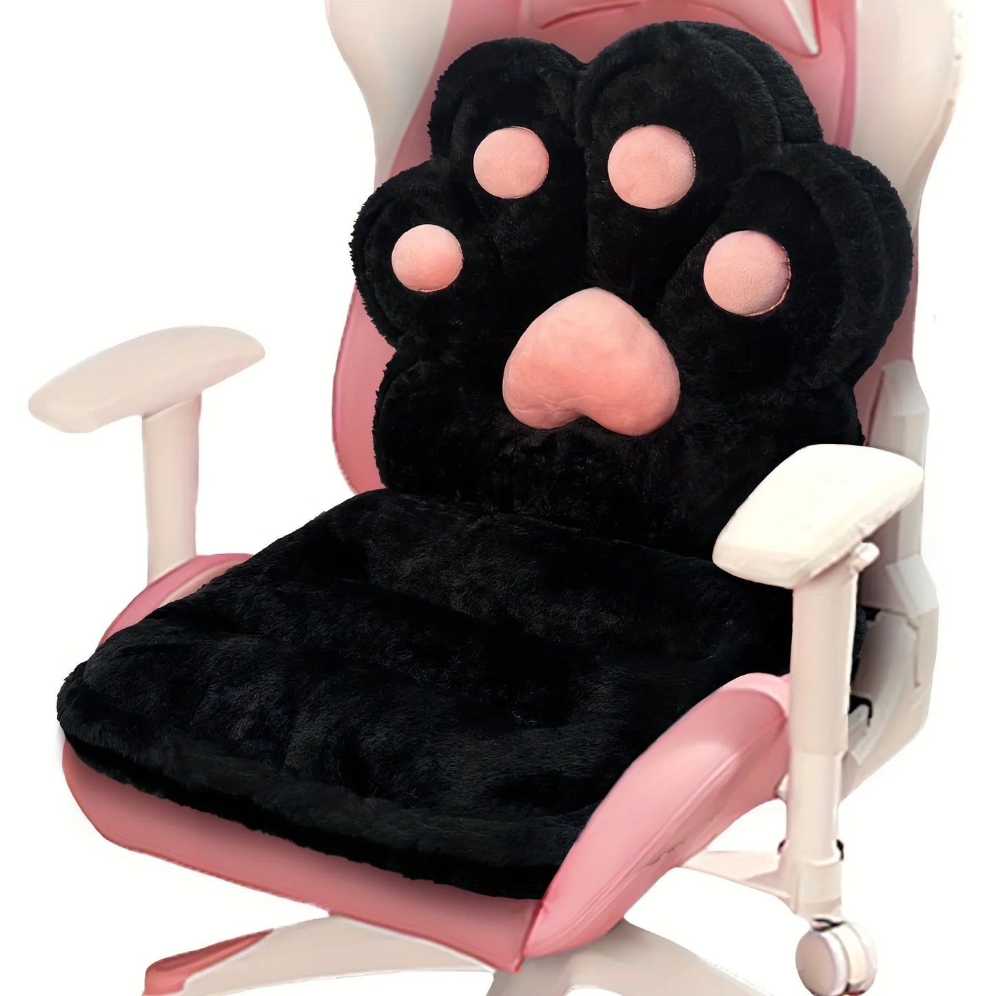 MOONBEEKI L Shape Cat Paw Cushion Faux Rabbit Fur Gaming Chair Pillow