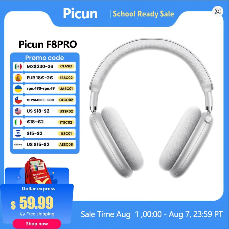 Picun F8 Pro Wireless ANC Headphones With Spatial Audio