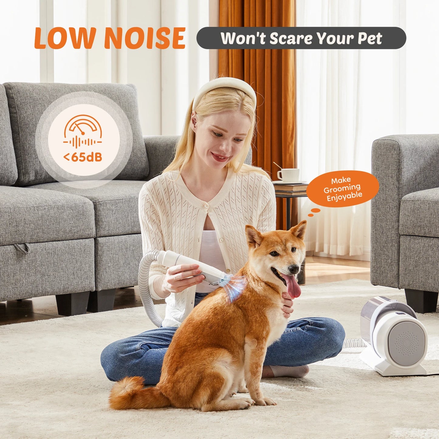 Professional Pet Grooming Vacuum Kit With Suction Modes Cordless Clippers