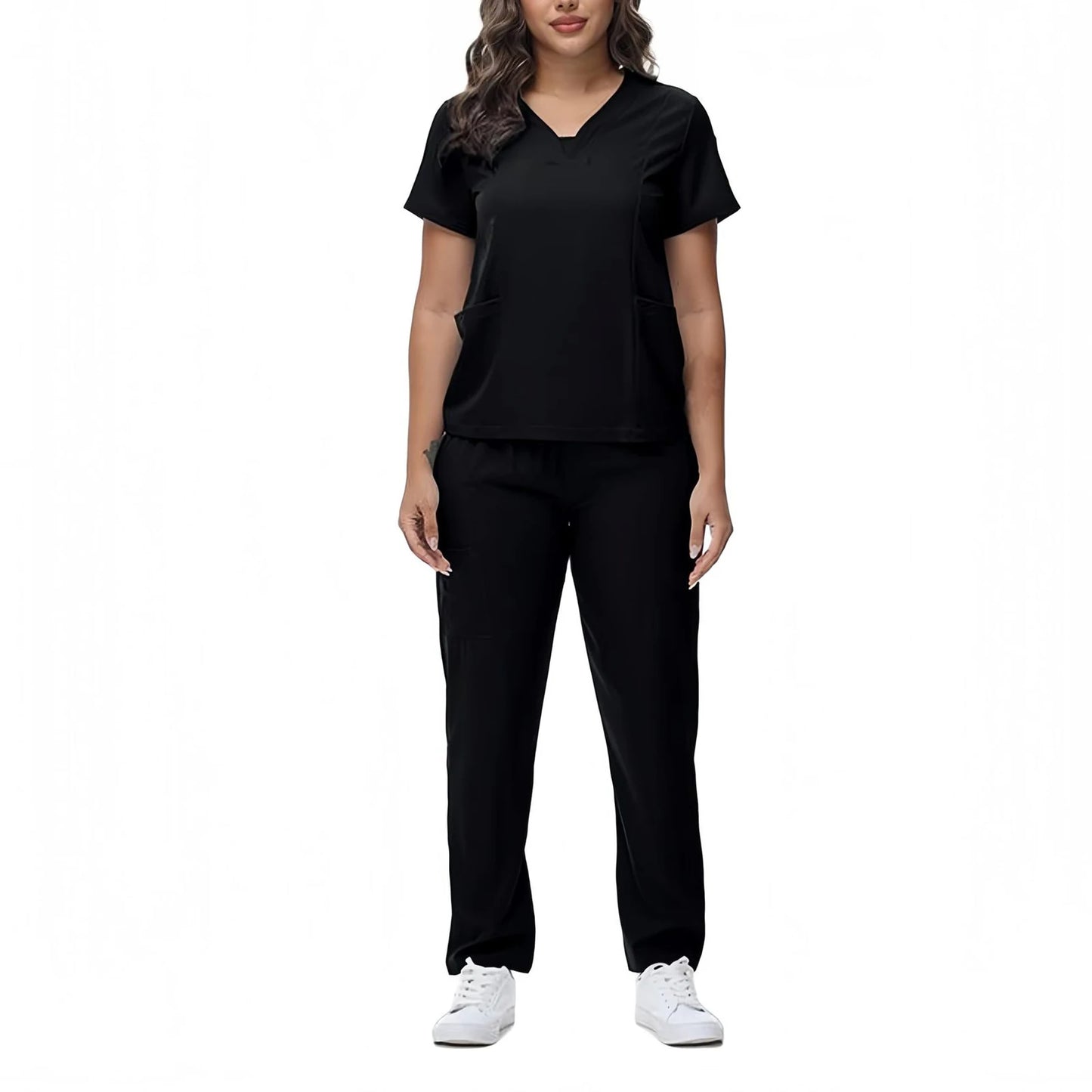 Women's Nurse Scrub Set V Neck Short Sleeve Medical Uniform