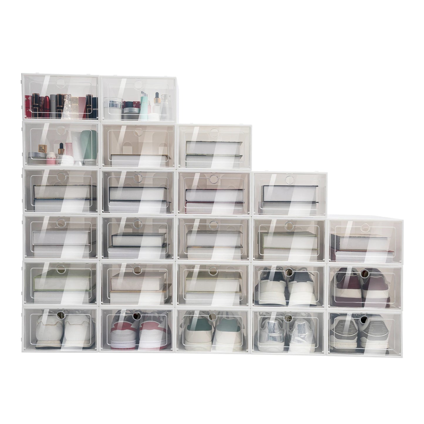 Clear Stackable Shoe Storage Box 24 Piece Sneaker Organizer Kit
