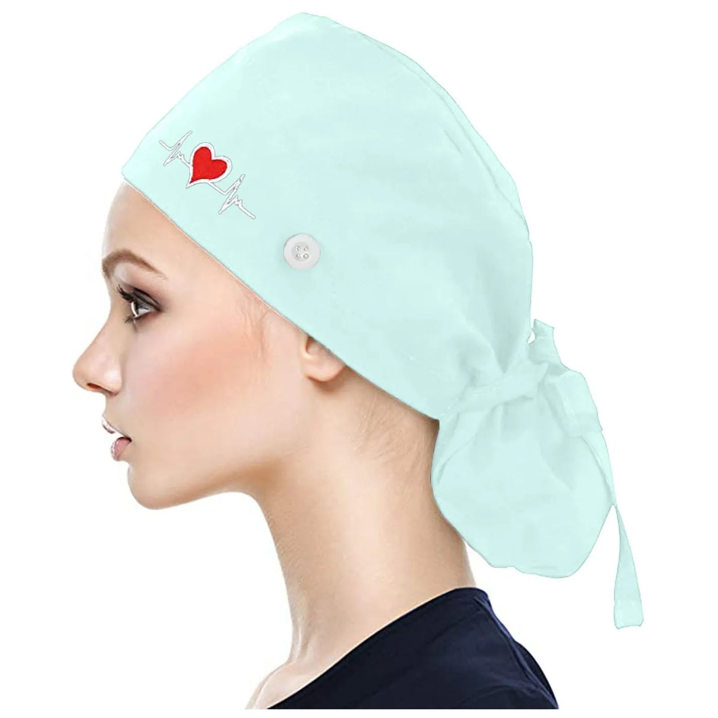 Eillysevens Scrub Cap With Buttons Bouffant Print Sweatband Unisex Hat