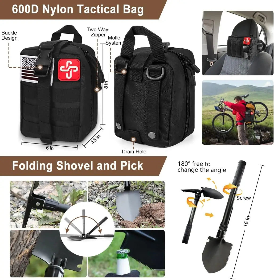 238-Piece Emergency Survival Kit With First Aid And Tent