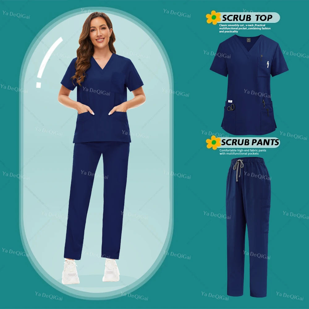NONECN Unisex Medical Scrub Set for Nurses and Dentists