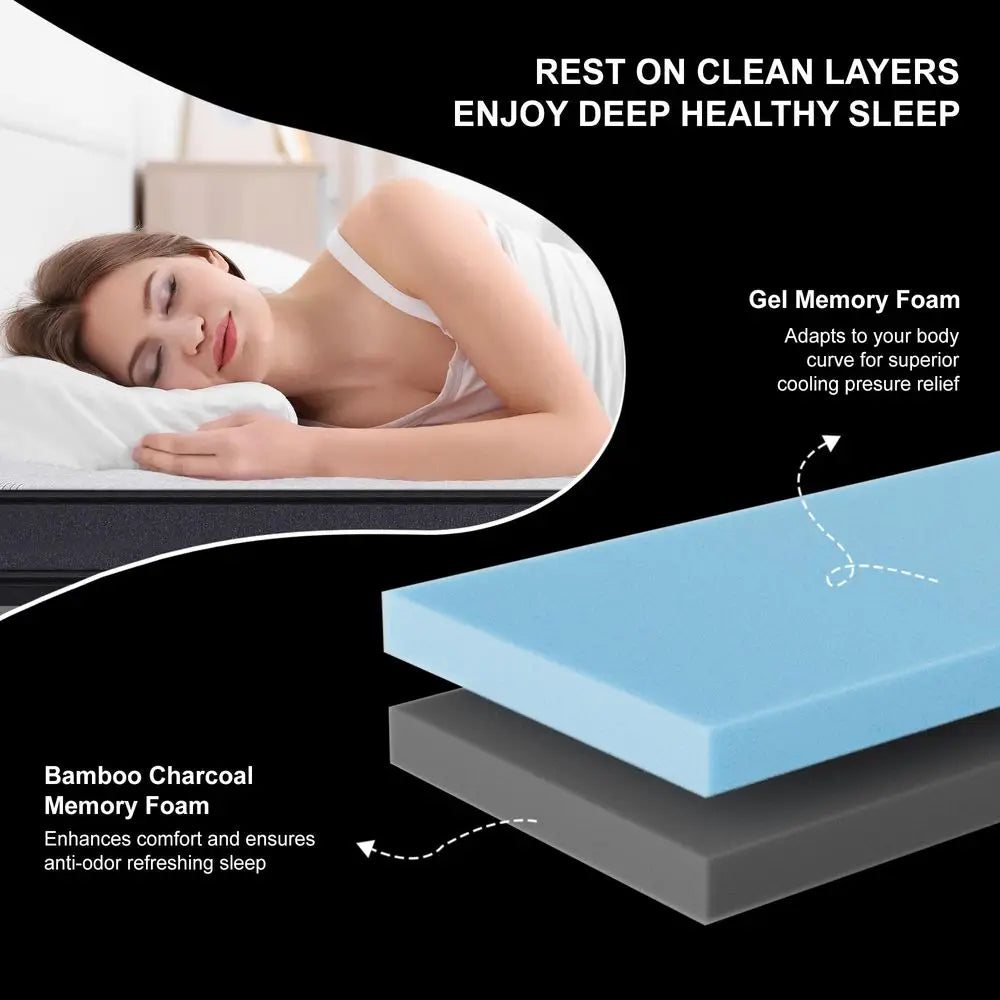 XMSJ Hybrid Gel Memory Foam Mattress With Edge Support Coils