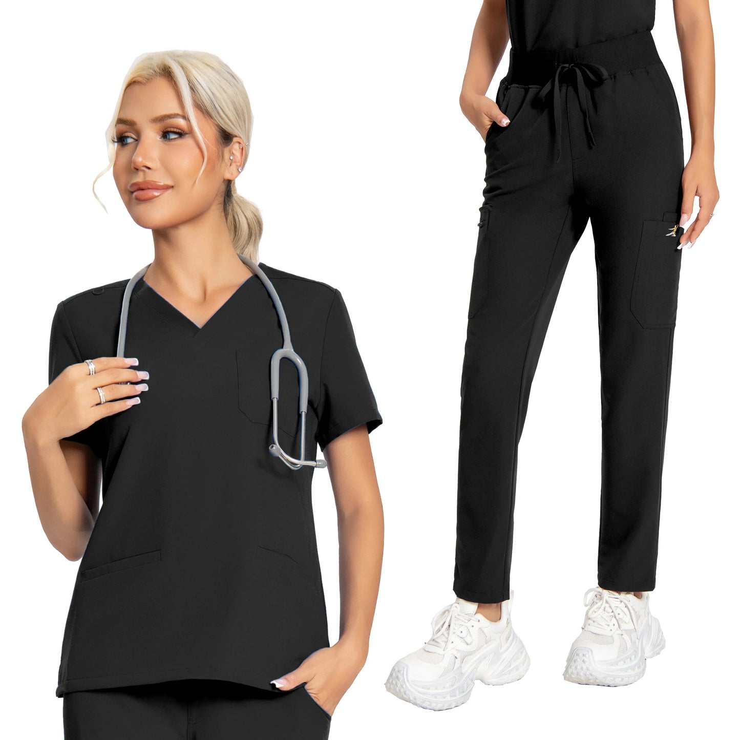 KUNGFU SCRUBSCN Ladies Dental Scrubs Set Two Piece