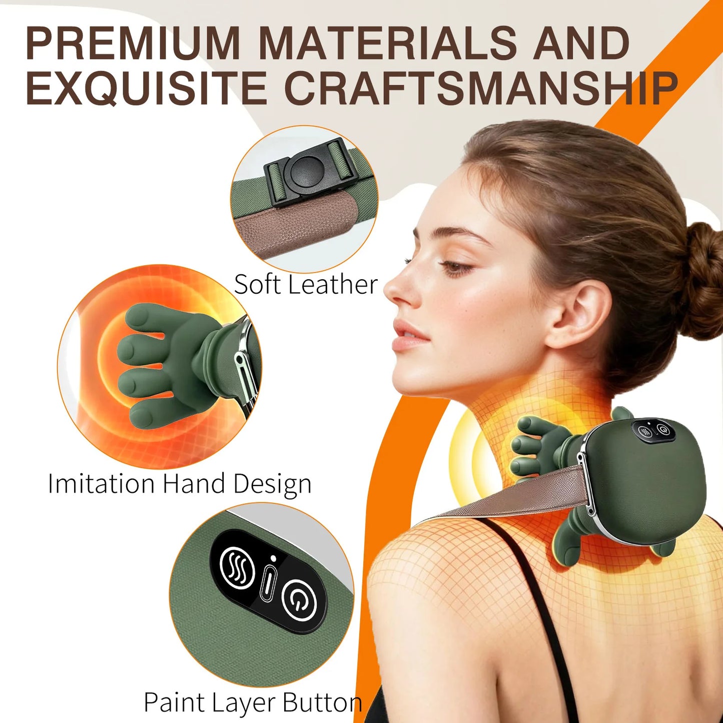 Shoulder Neck Massager Bionic Heated 4D Kneading Simulated Palm Massage