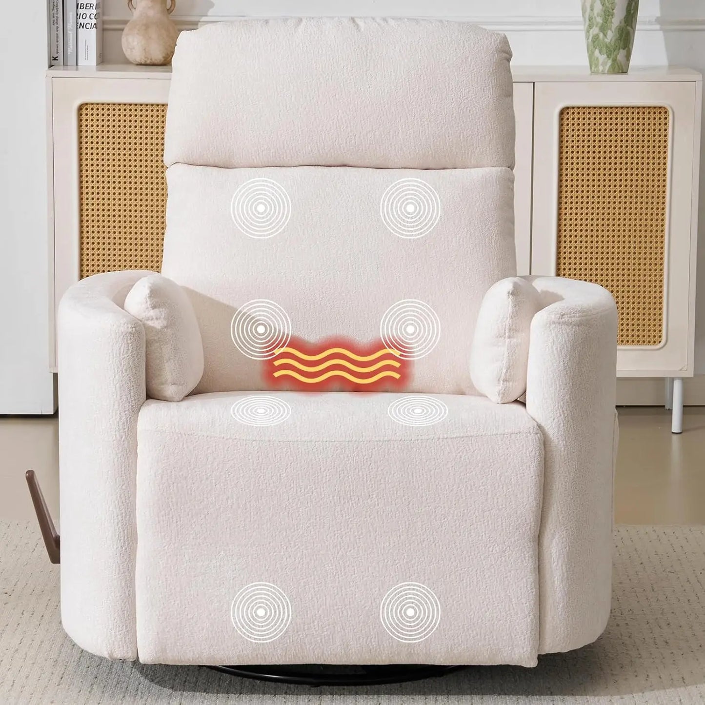 Swivel Rocker Recliner With Massage And Heat Adjustable Headrest Manual