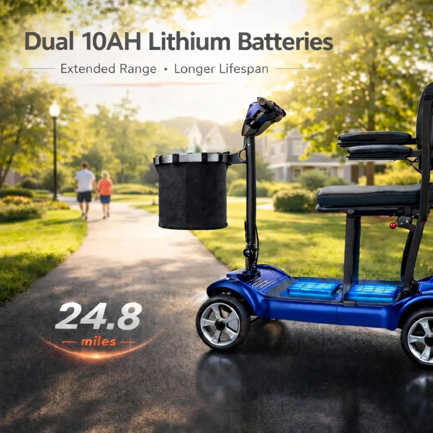 Ultra Lightweight 4 Wheel Mobility Scooter Electric Powered Wheelchair