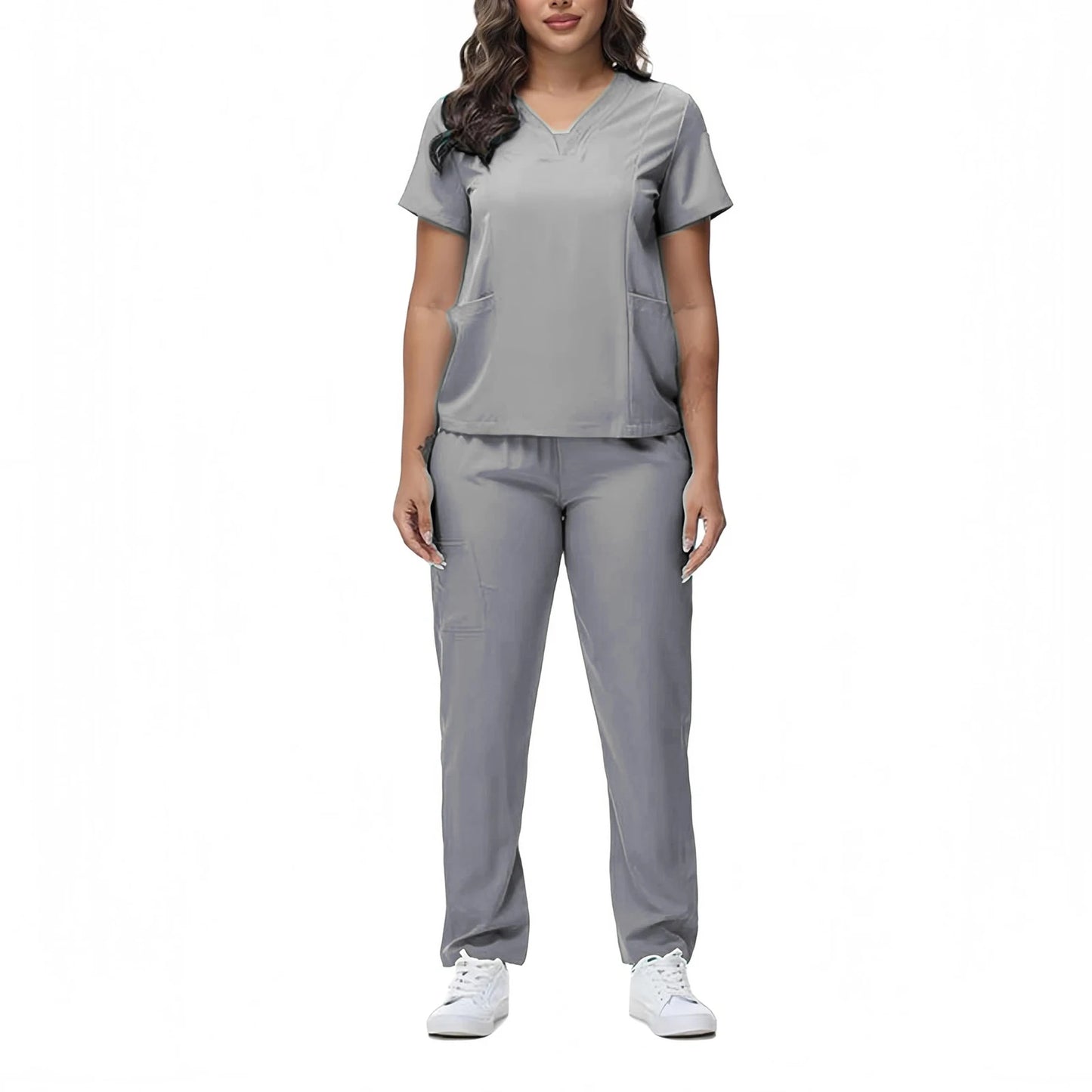 Women's Nurse Scrub Set V Neck Short Sleeve Medical Uniform