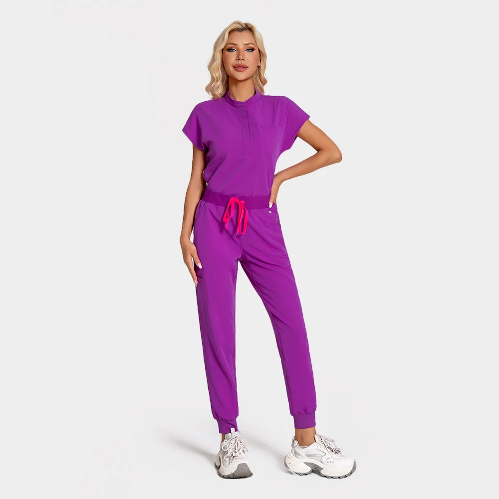 KUNGFU SCRUBS Nurses Uniforms Women Medical Scrubs Set Antibacterial
