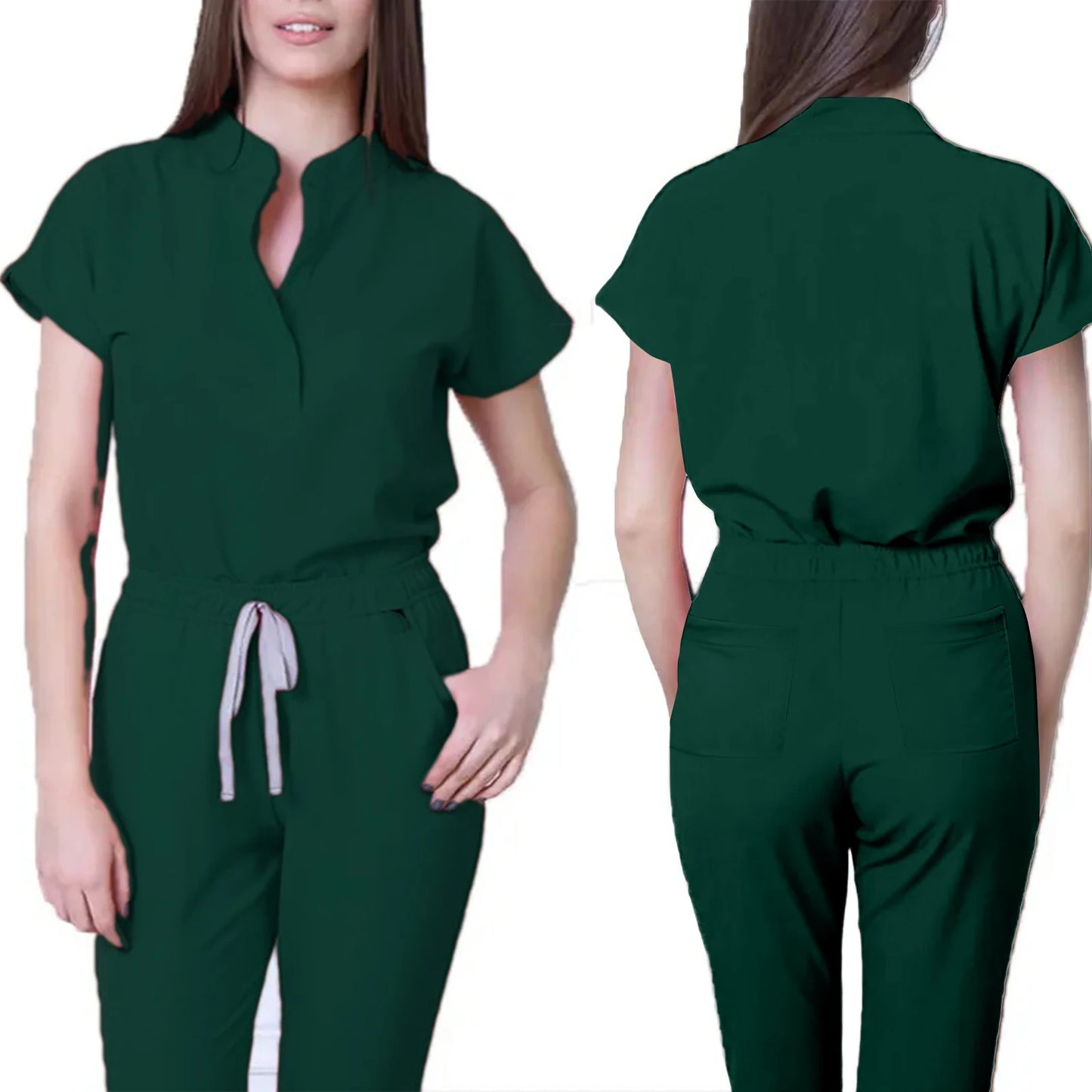 Nurse Jumpsuit Stand Collar Short Sleeve Medical Uniform Workwear