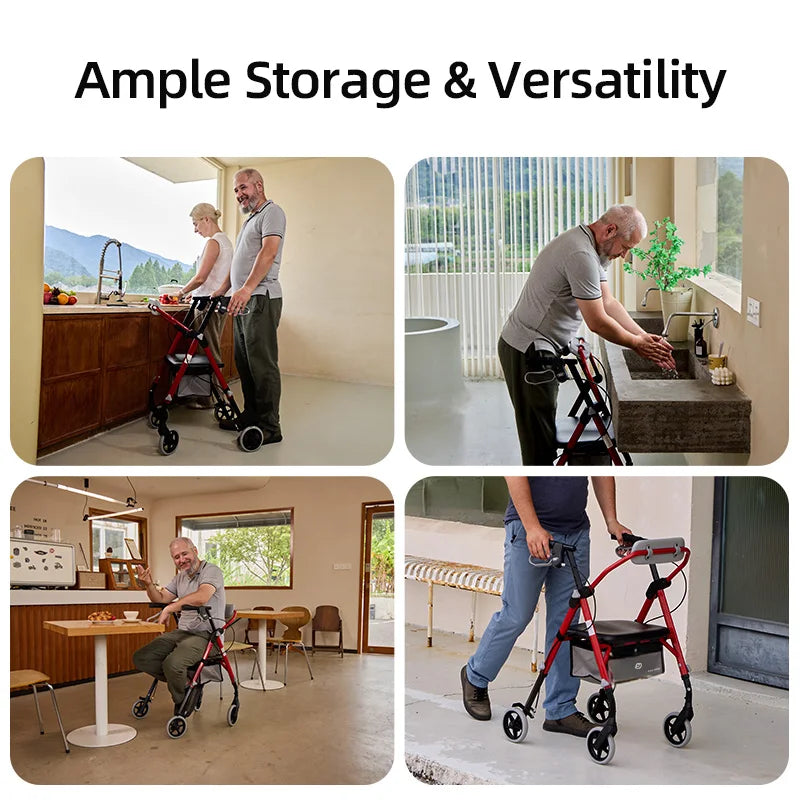 Maidesite Rollator Walker With Seat And Ergo Backrest 350 Lbs