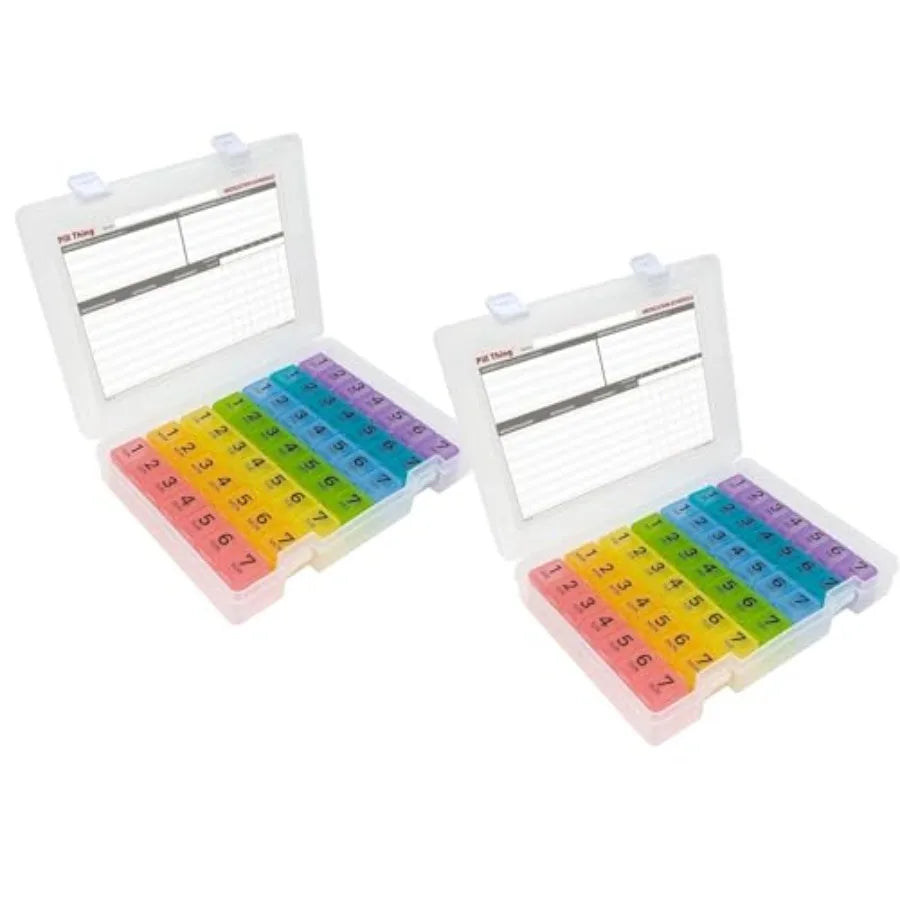 Five Times a Day Weekly Pill Box Organizer With Schedule