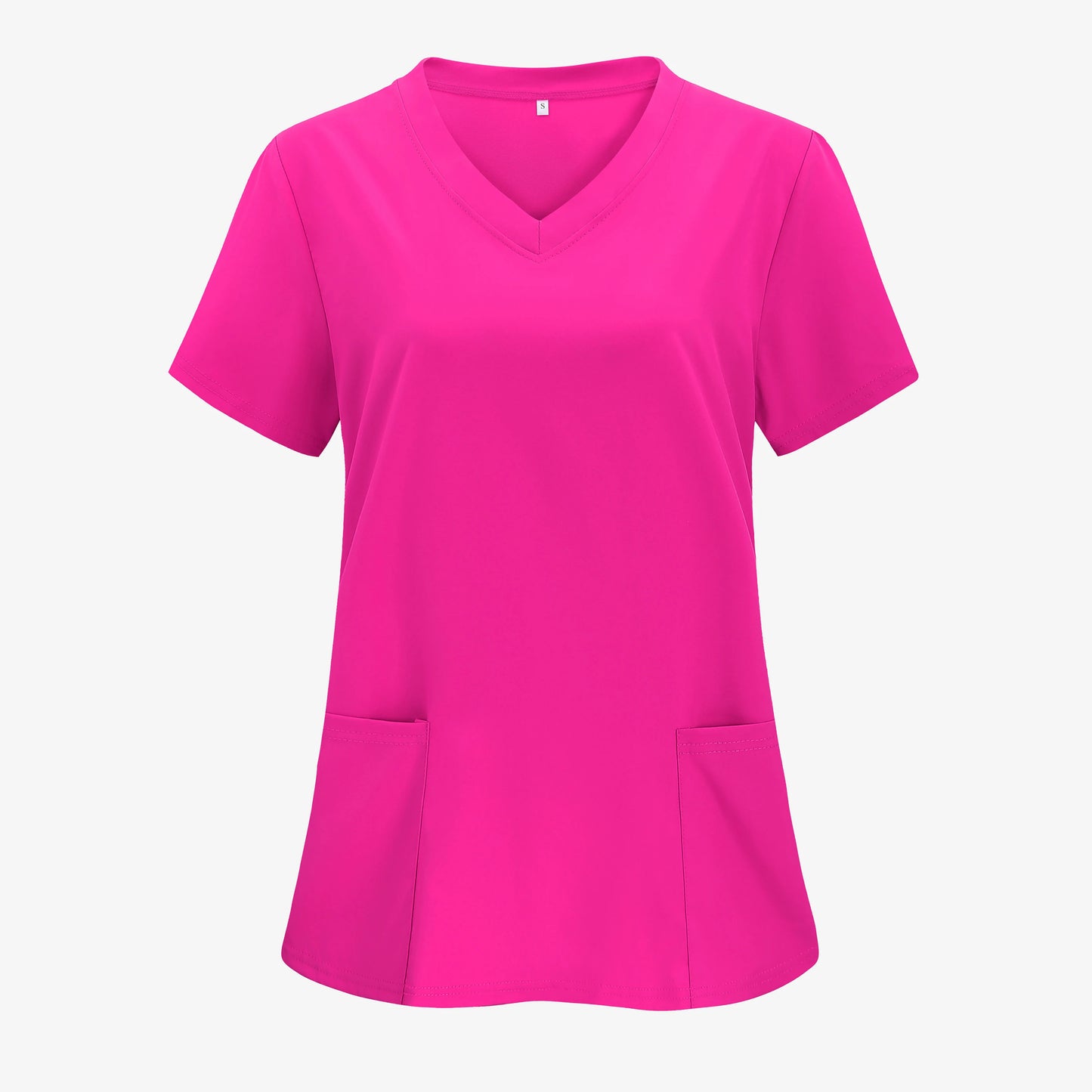 XUANSHOWCN Women Nurse Uniform Woven Top Pocket Front V Neck