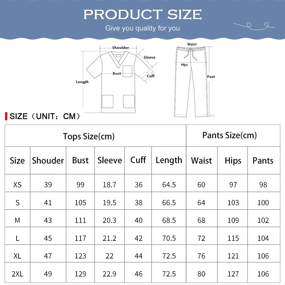 Scrubs Uniform Set Short Sleeve V Neck Top Jogger Pants