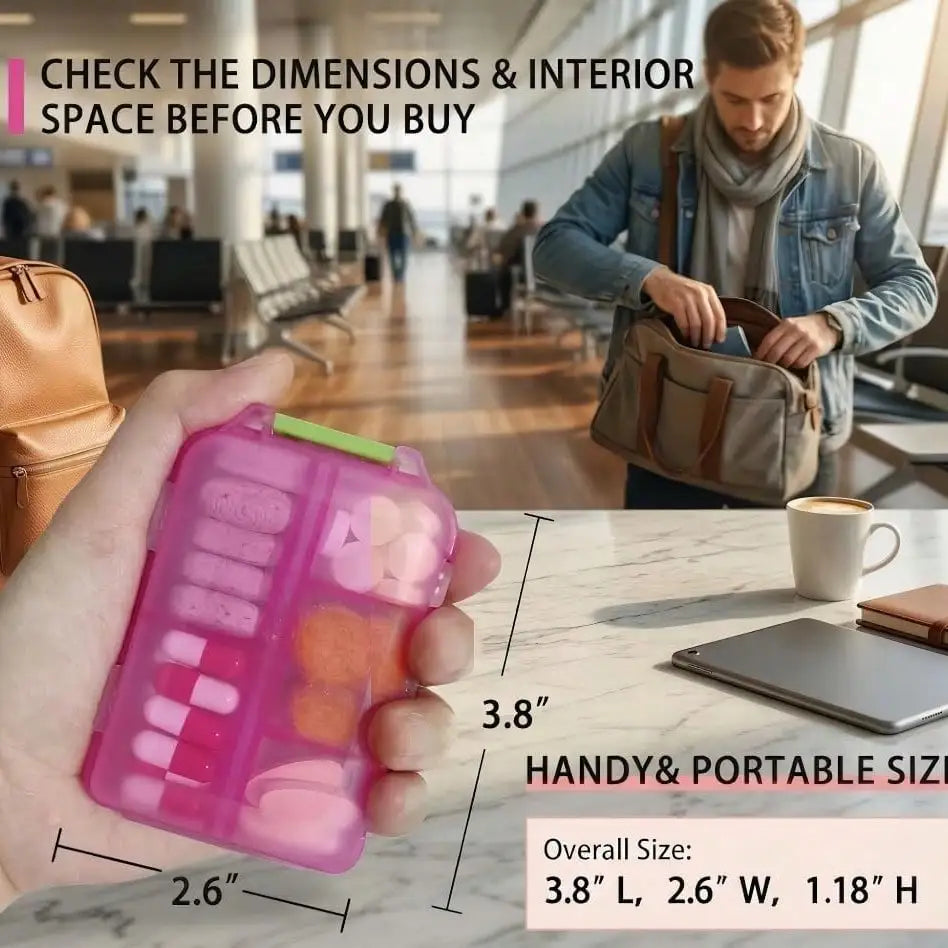 Portable 7 Day Pill Organizer With 161 Medicine Labels Mini Travel Pill Case
