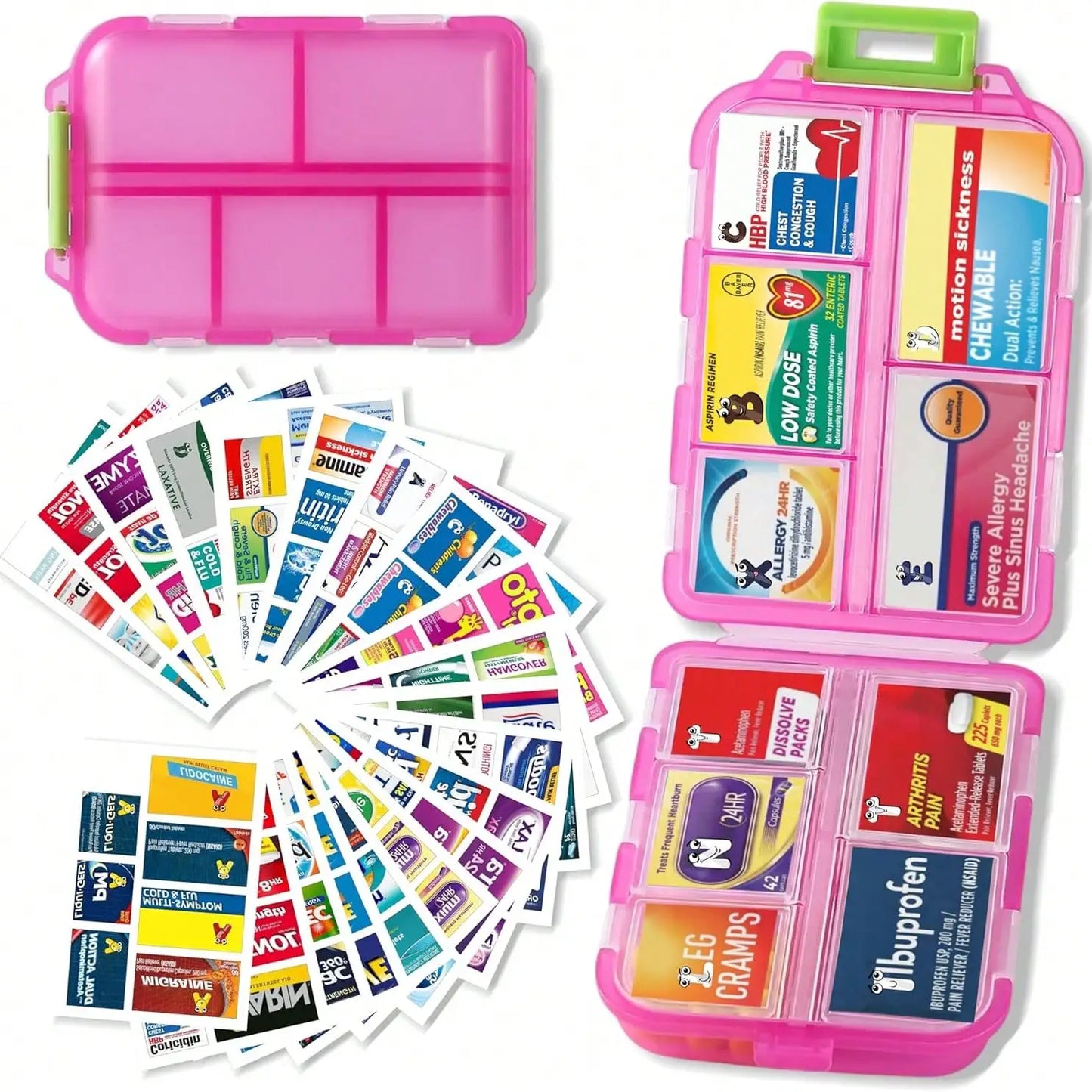 Portable 7 Day Pill Organizer With 161 Medicine Labels Mini Travel Pill Case