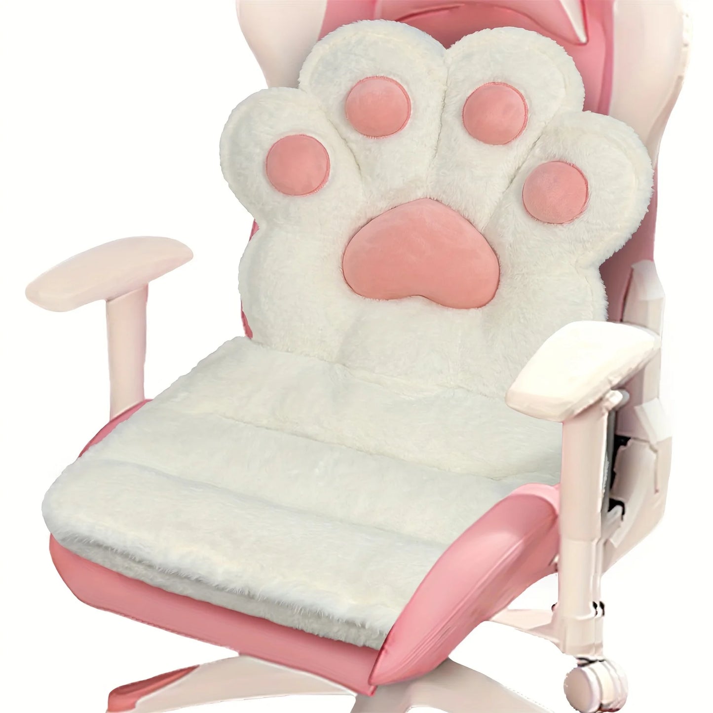 MOONBEEKI L Shape Cat Paw Cushion Faux Rabbit Fur Gaming Chair Pillow