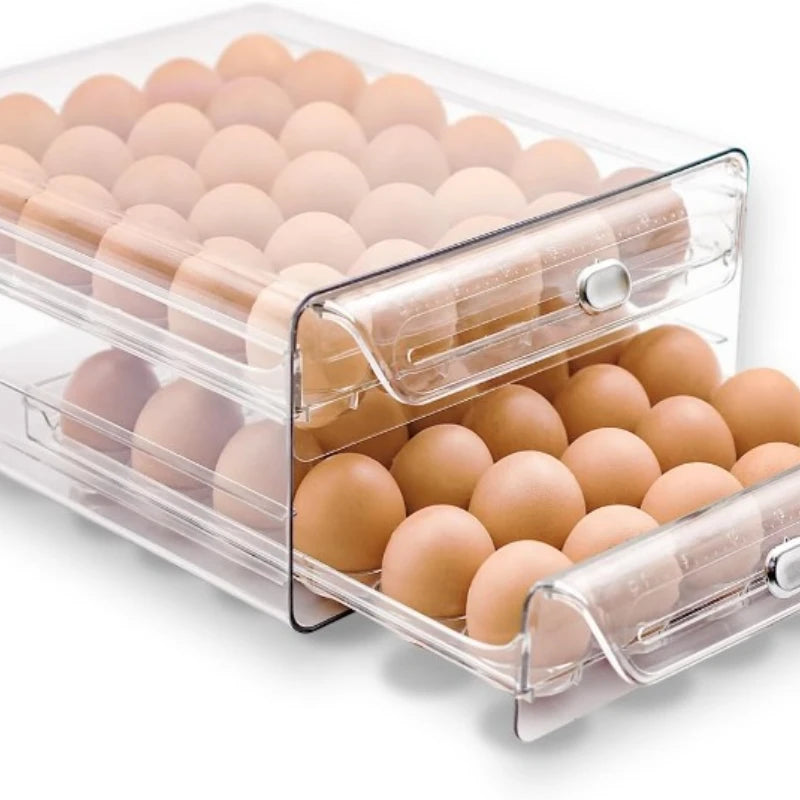 Egg Holder For Refrigerator 60 Egg Drawer Organizer 2 Layer