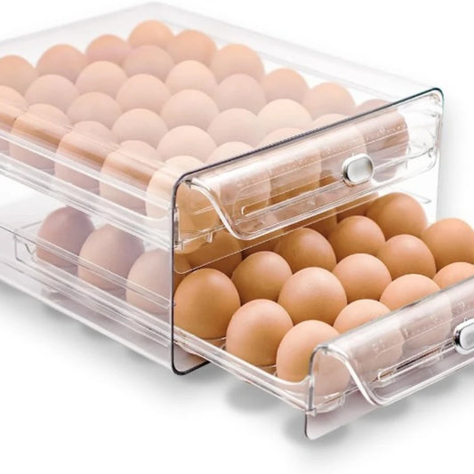 Egg Holder For Refrigerator 60 Egg Drawer Organizer 2 Layer