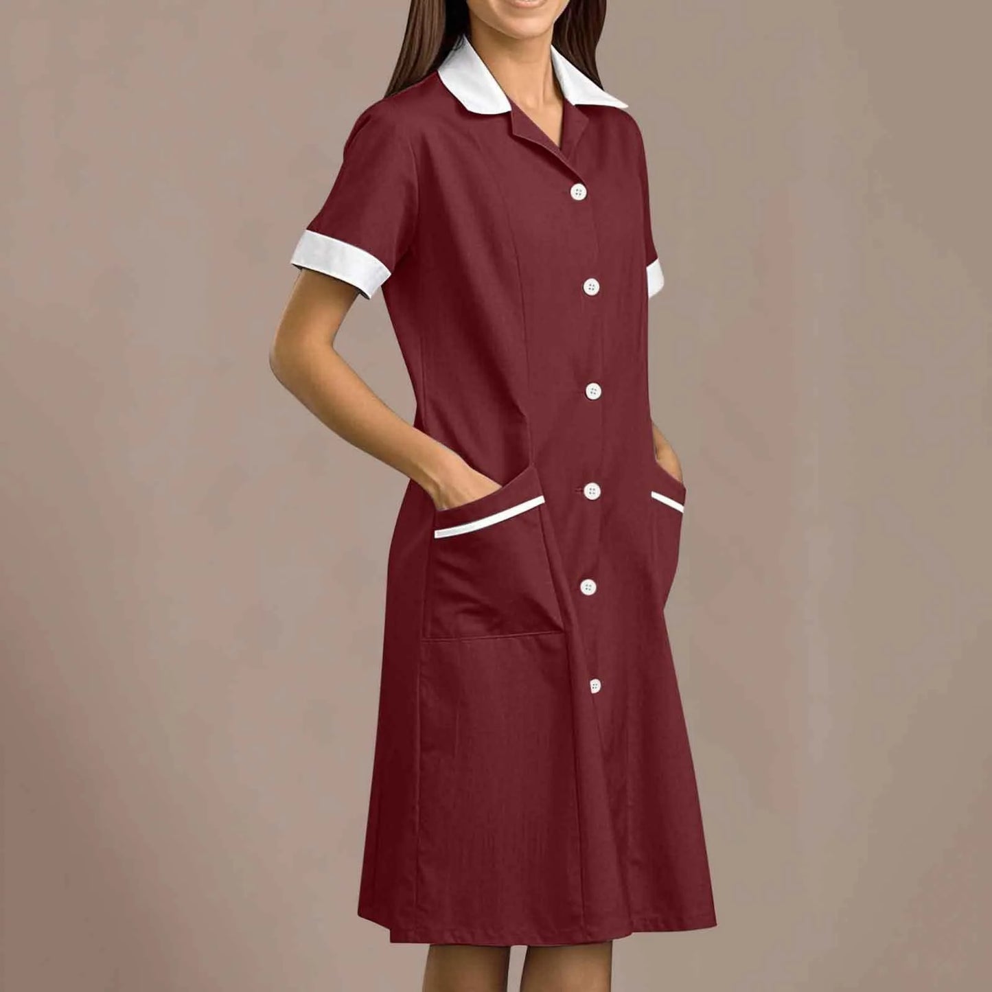 Eillysevens Nurse Uniform Long Sleeve Slim Fit Dress
