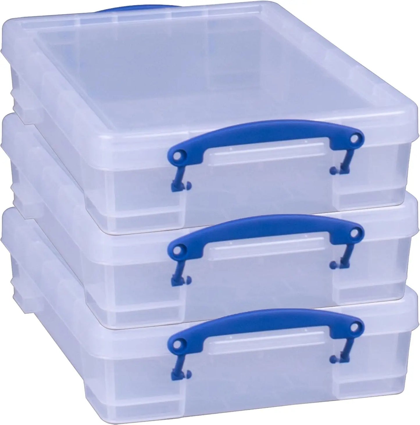 Plastic Stackable Storage Container with Snap Lid and Clip Handles