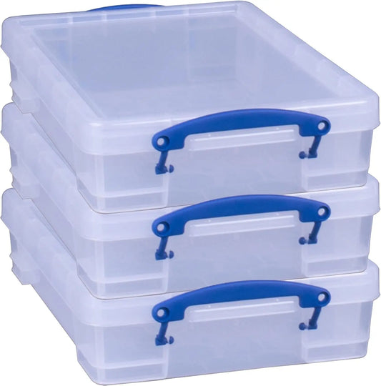 Plastic Stackable Storage Container with Snap Lid and Clip Handles