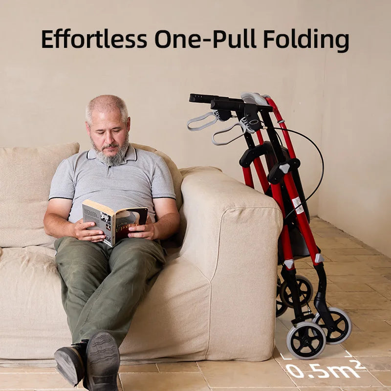 Maidesite Rollator Walker With Seat And Ergo Backrest 350 Lbs