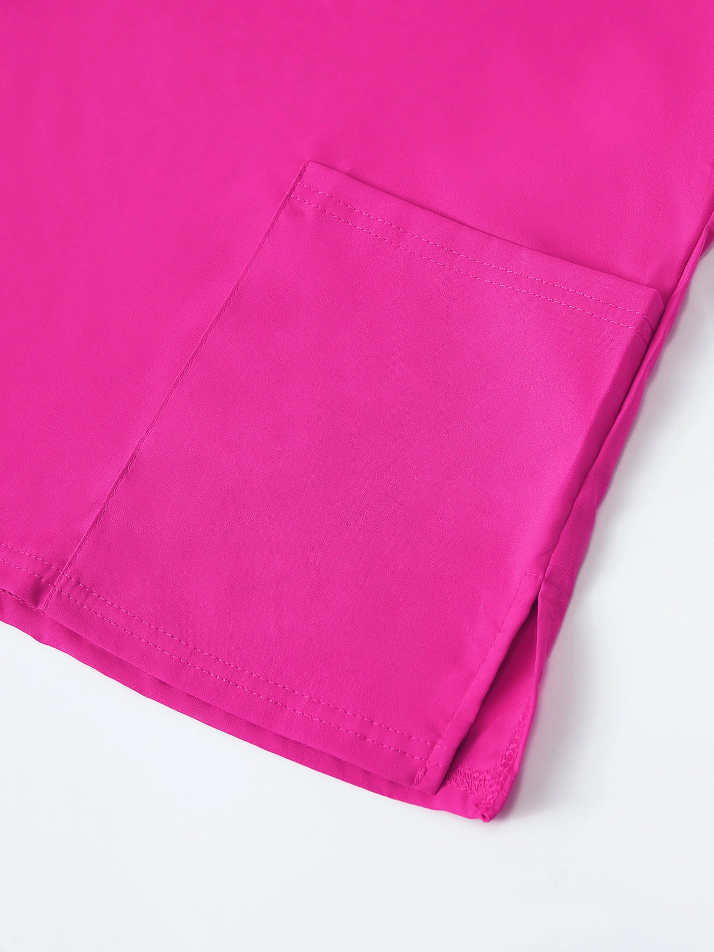 XUANSHOWCN Women Nurse Uniform Woven Top Pocket Front V Neck