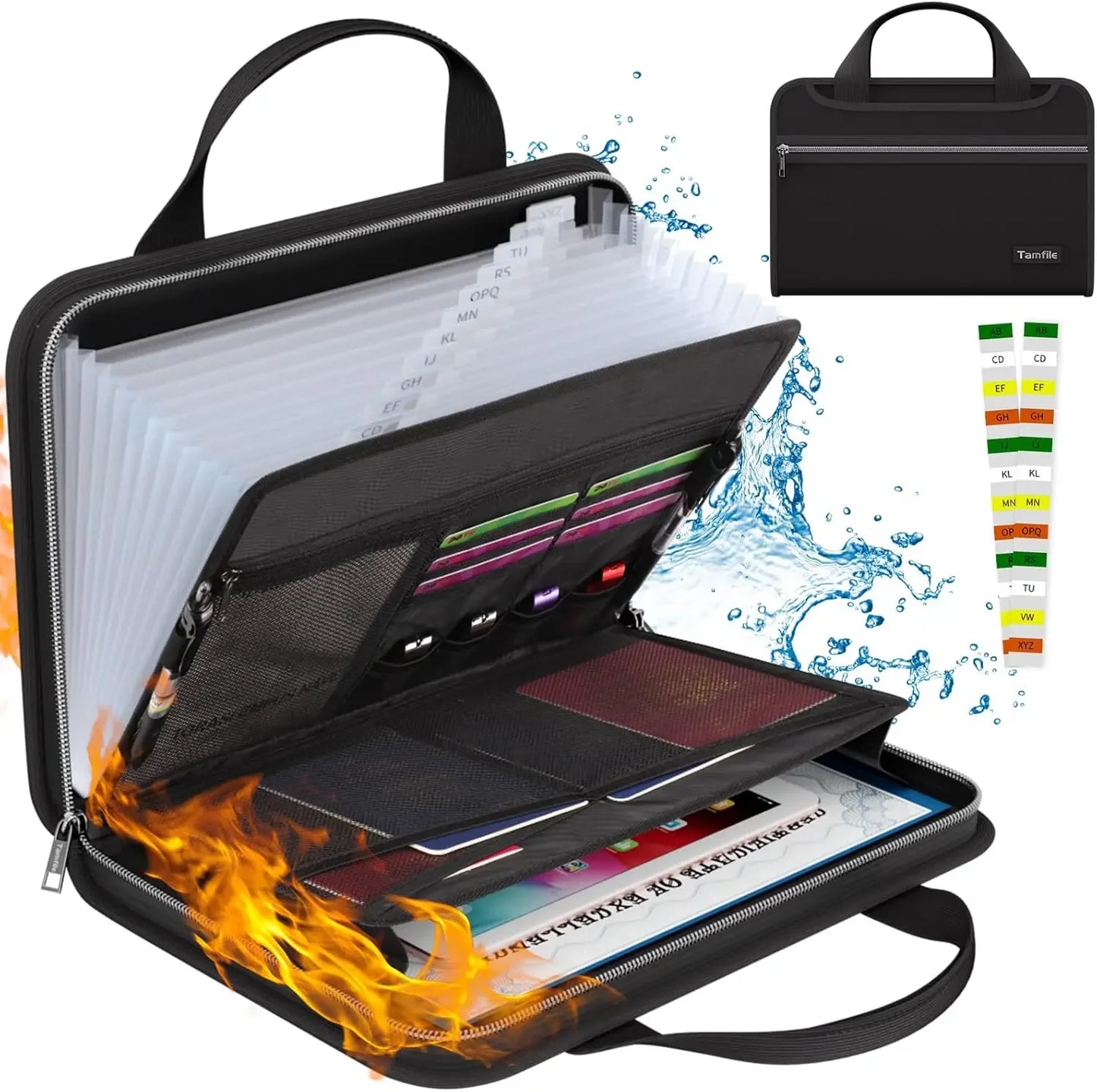 Fireproof Organizer With Handles 13 Compartment Clear Expanding File