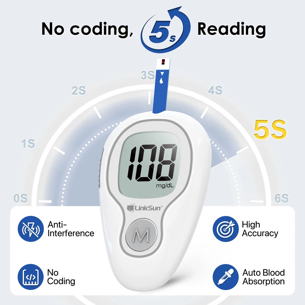 Linksun G-425-3 Glucose Meter Complete Kit With Test Strips