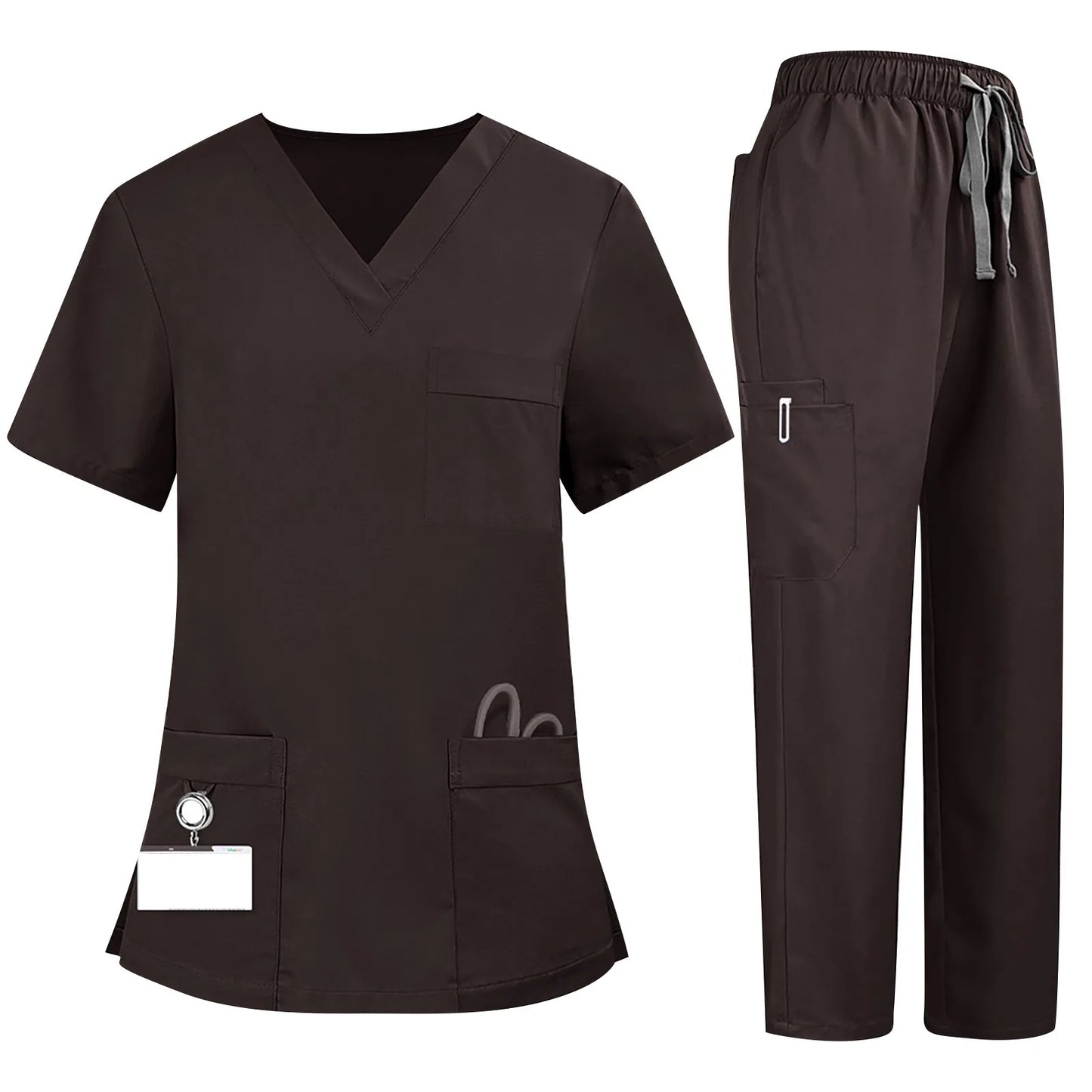 Eillysevens Women's Nurse Scrub Uniform V Neck Short Sleeve