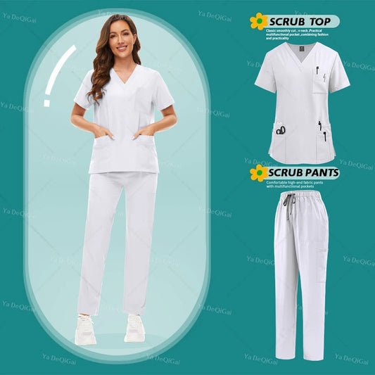 NONECN Unisex Medical Scrub Set for Nurses and Dentists