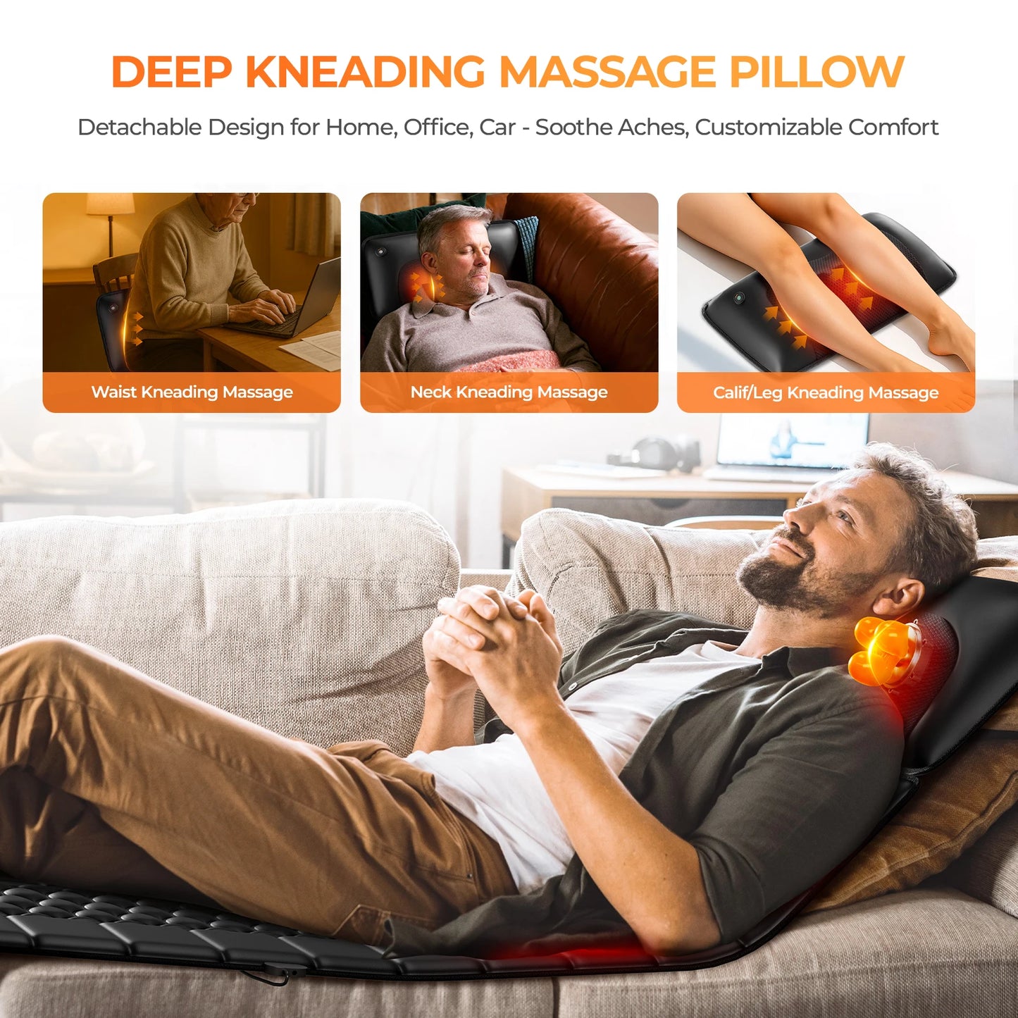HOMEMASSA Shiatsu Full Body Massage Mat Detachable Pad 10 Motors