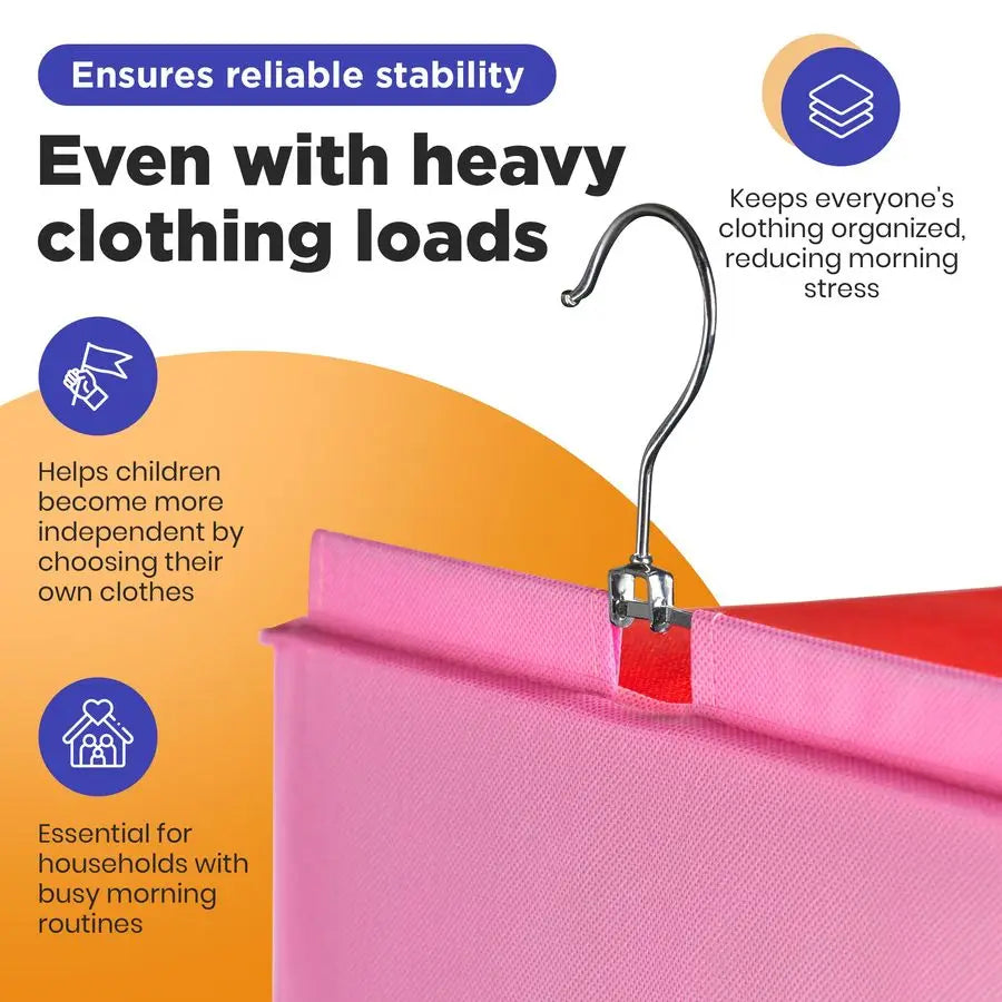 Hanging Clothes Organizer For Kids Labeled Weekday Shelves