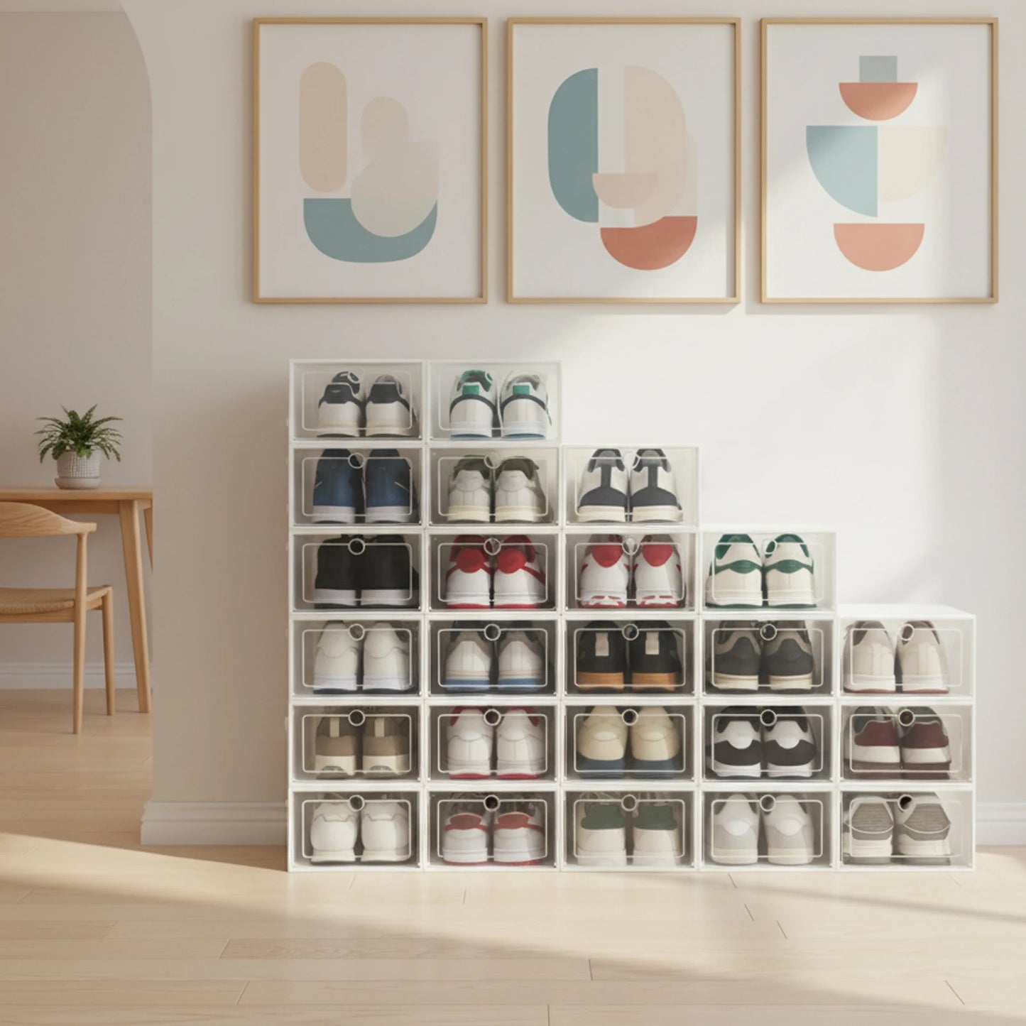 Clear Stackable Shoe Storage Box 24 Piece Sneaker Organizer Kit