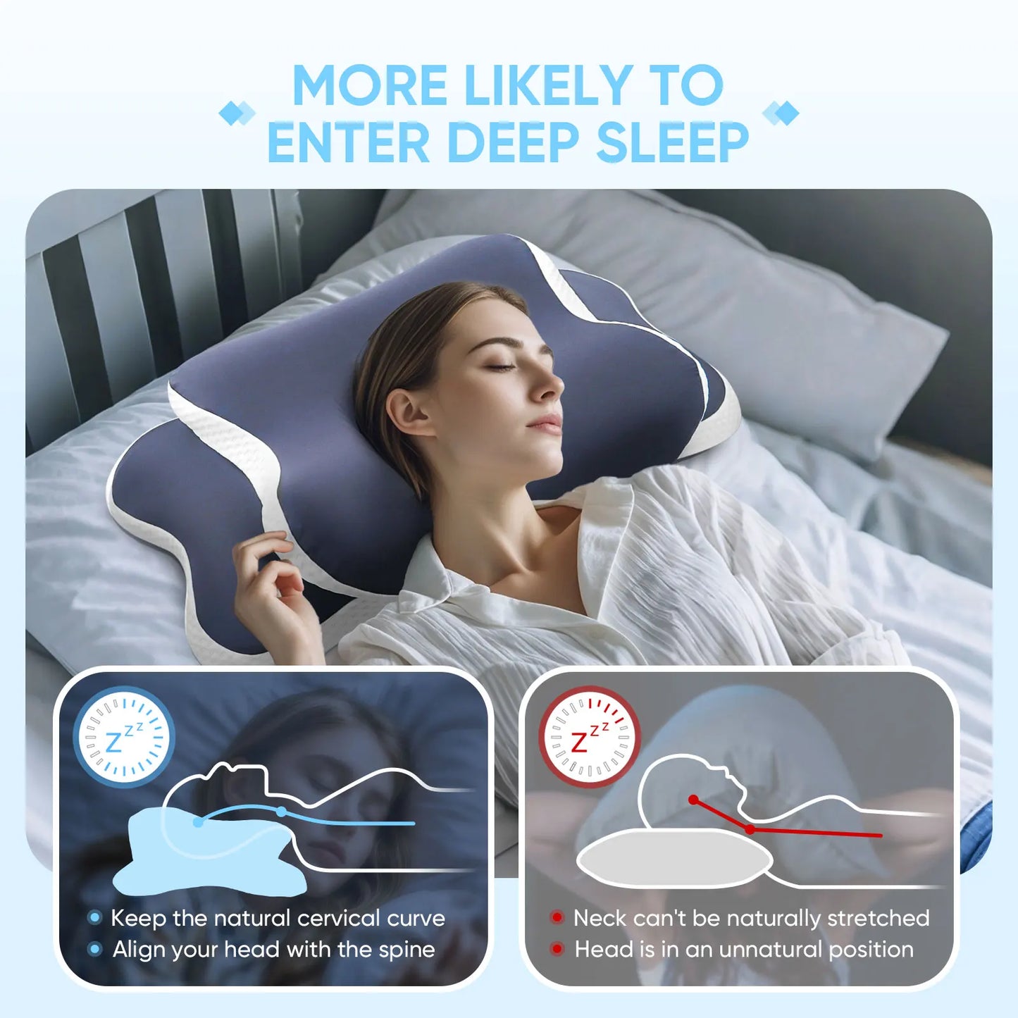 Memory Foam Cervical Pillow for Neck Support and Pain Relief