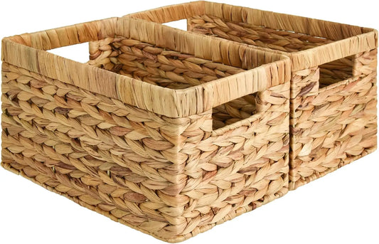 Handwoven Water Hyacinth Storage Basket With Handles