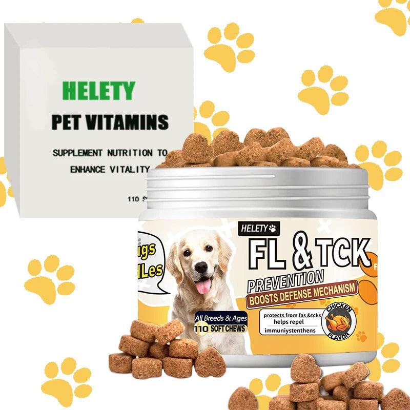 Natural Dog Flea and Tick Chewables for Itch Relief and Skin Repair