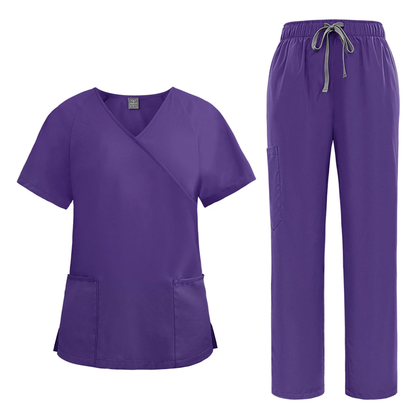 Nurse Scrub Set Medical Uniform With V Neck Pockets