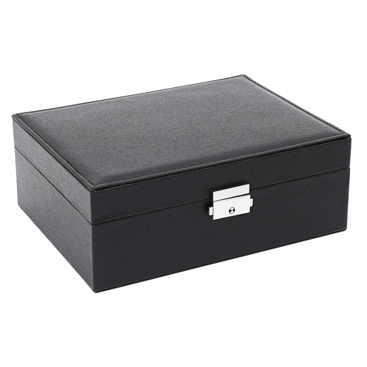 Double Layer PVC Jewelry Box With Velvet Interior And Divider