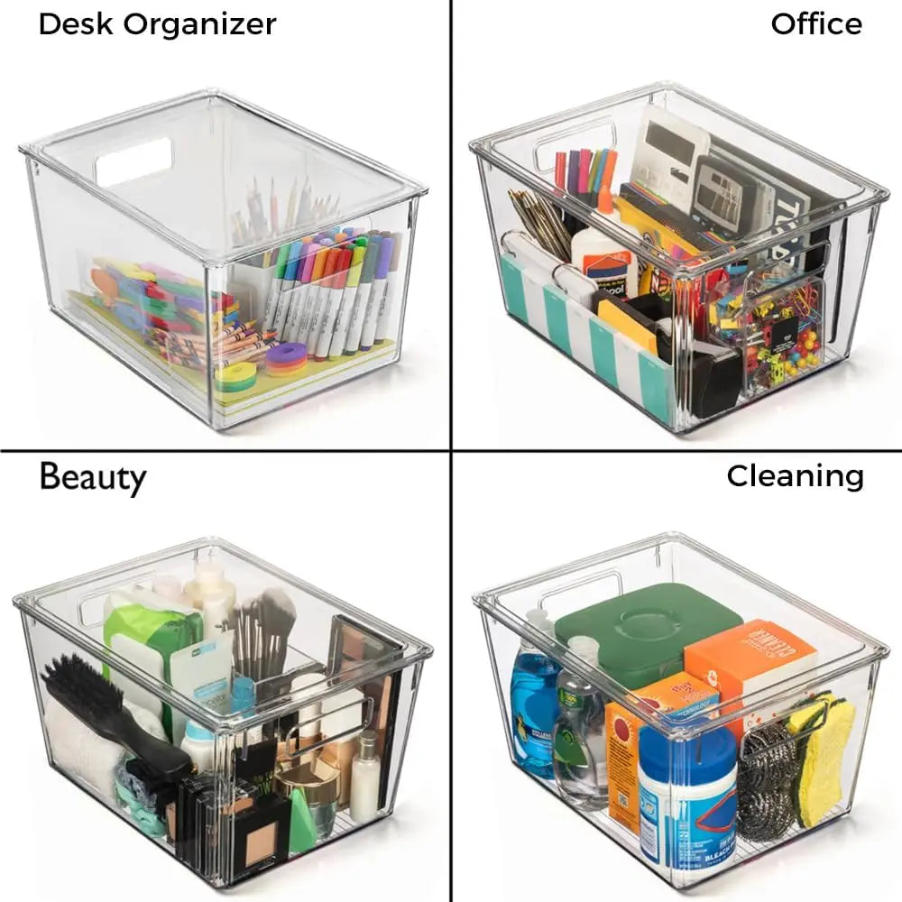 Clear Plastic Storage Bins With Lids For Pantry Organization