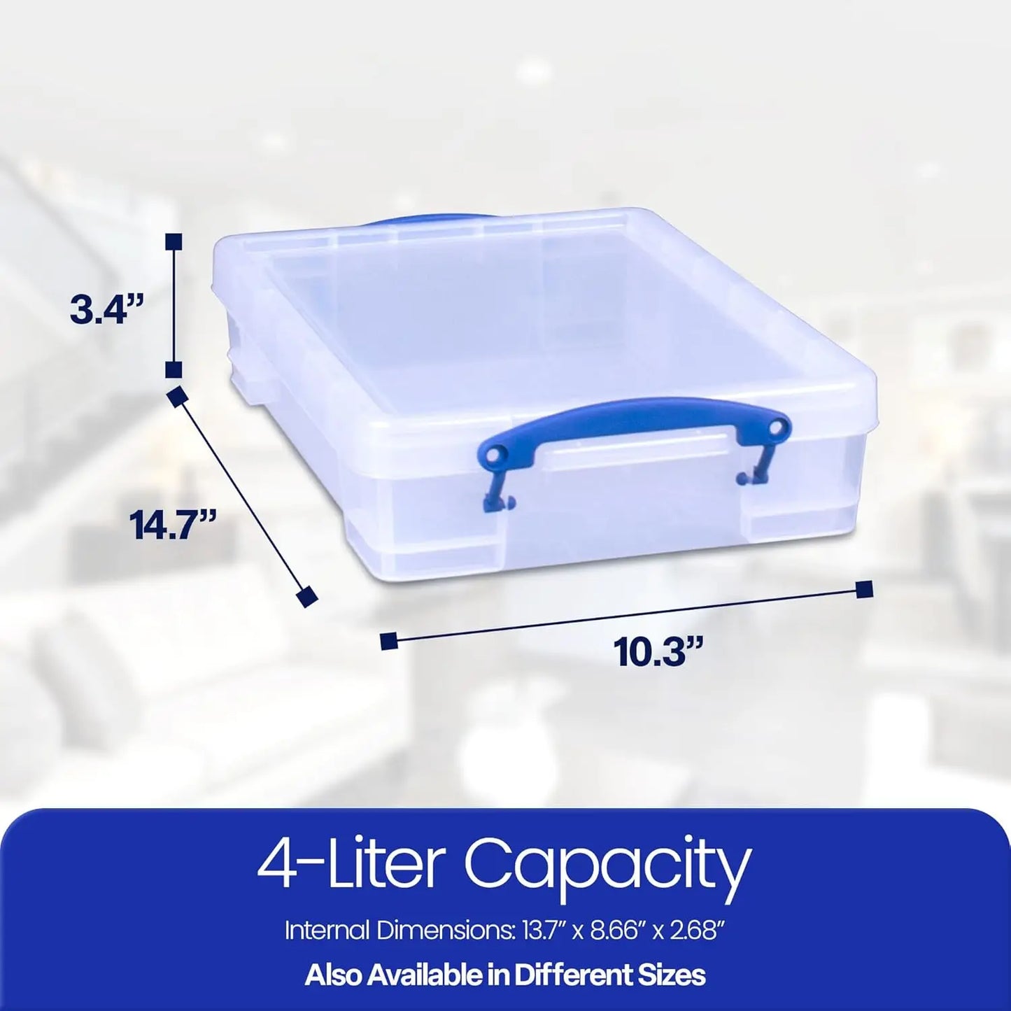 Plastic Stackable Storage Container with Snap Lid and Clip Handles