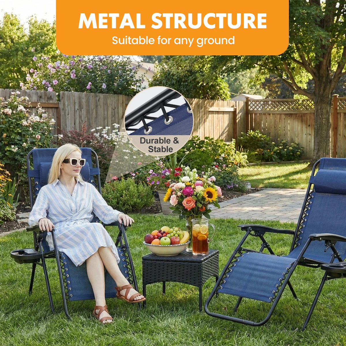 MCQ Outdoor Zero Gravity Folding Recliner Lounge Chair With Pillow