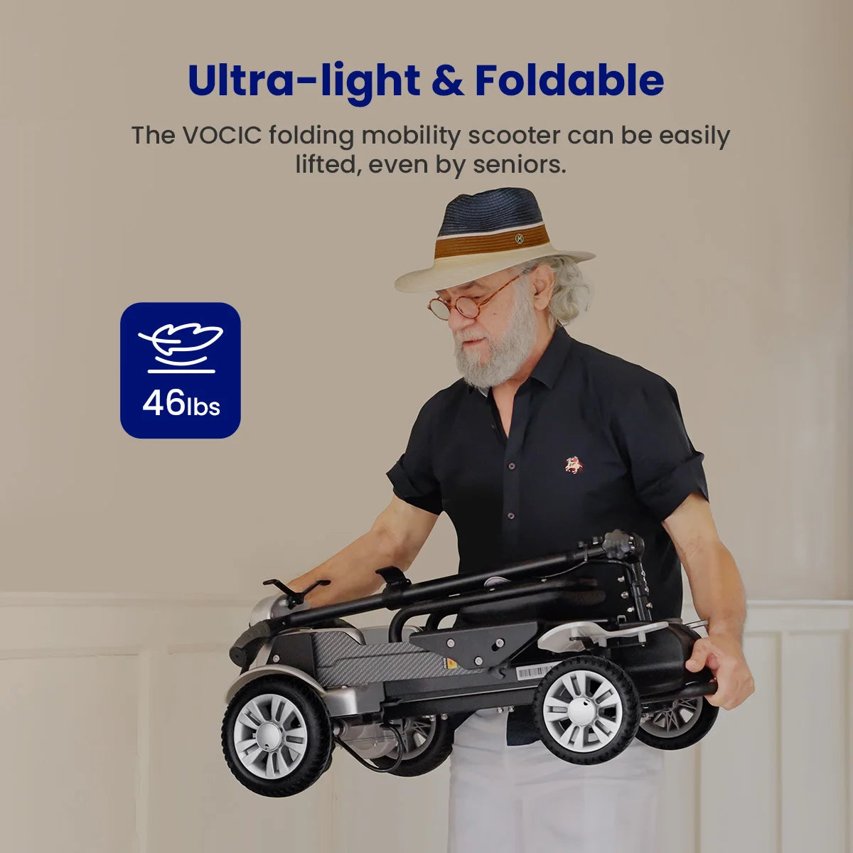 Maidesite Foldable Carbon Fiber Mobility Scooter Electric Powered For Seniors