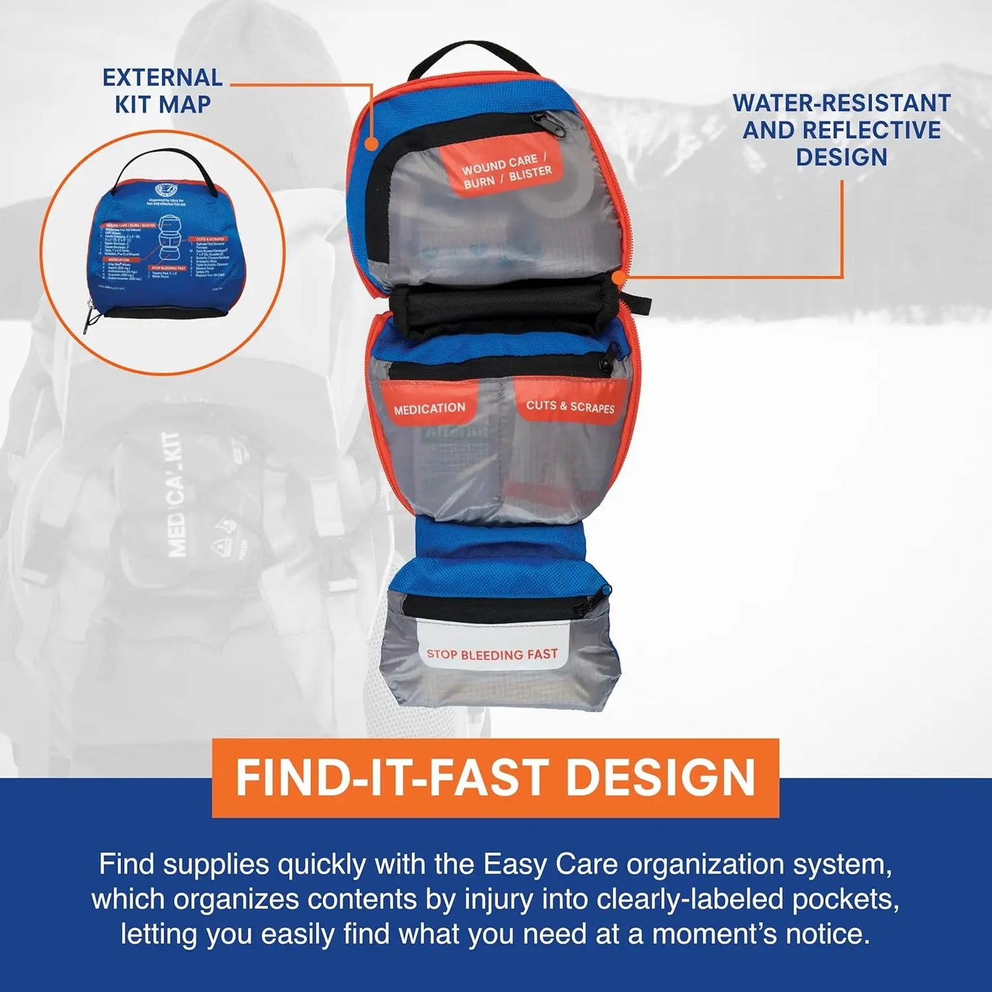 Emergency First Aid Kit for Hiking with Trauma Pad