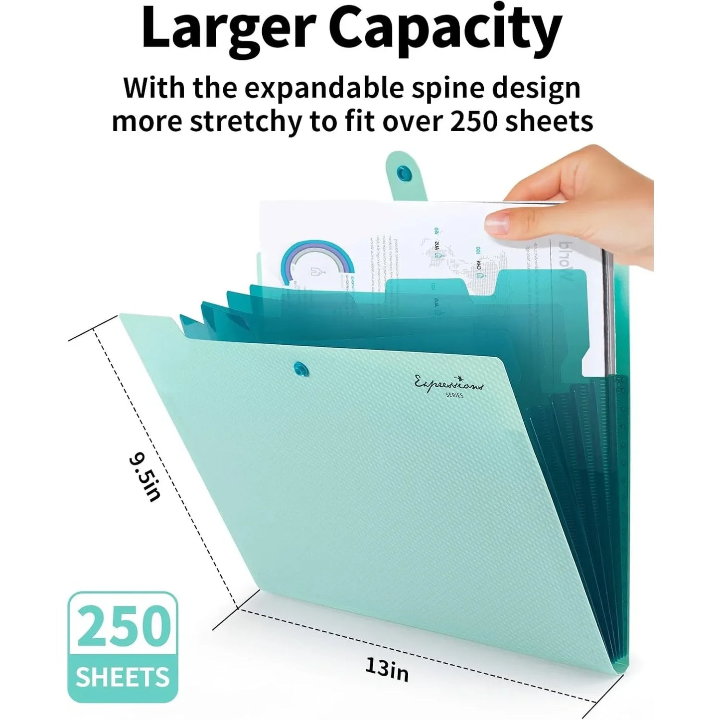 Expandable File Folder With 5 Pockets Portable Organizer