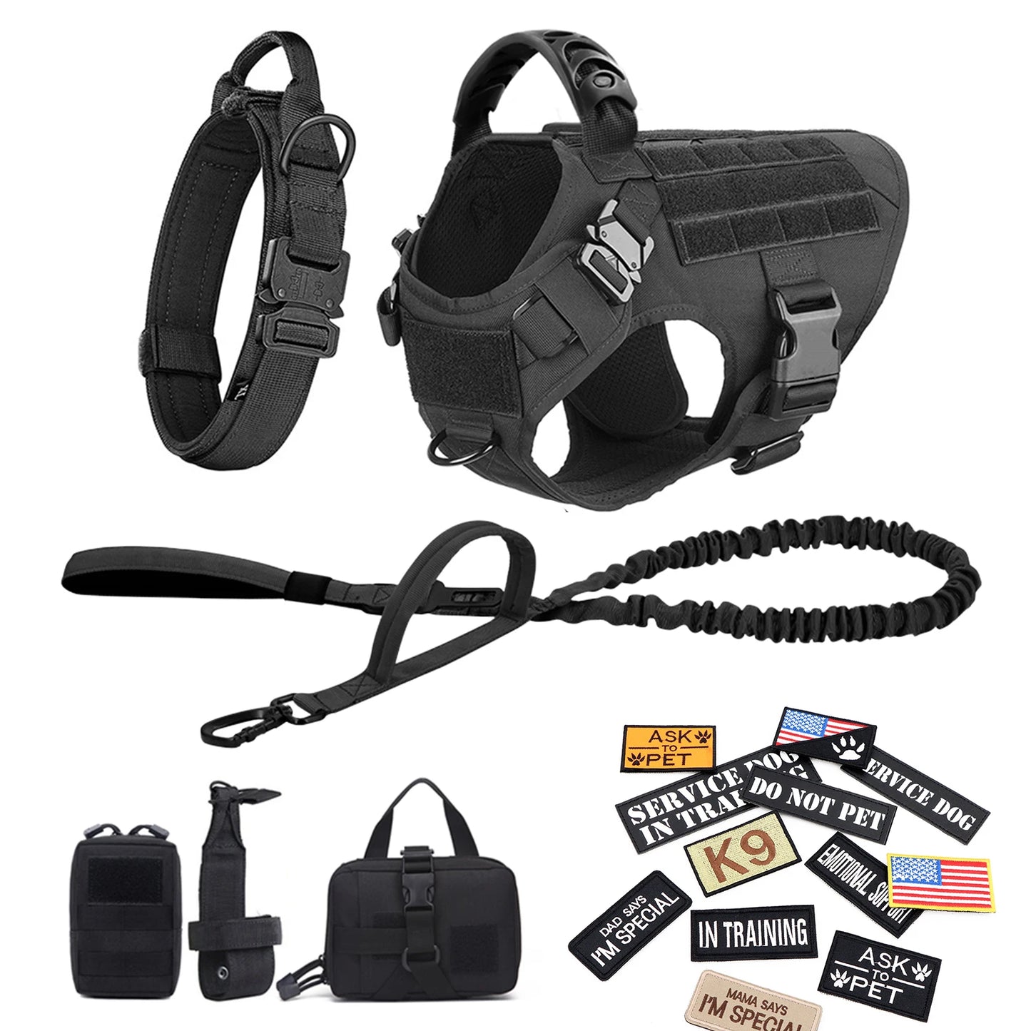 PETRAVEL Military Dog Harness Vest Training Set For Malinois