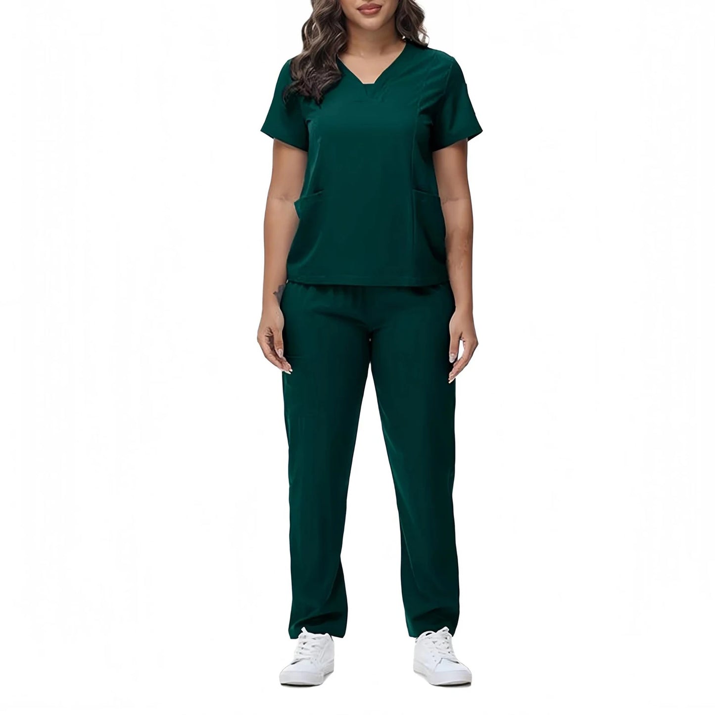 Women's Nurse Scrub Set V Neck Short Sleeve Medical Uniform